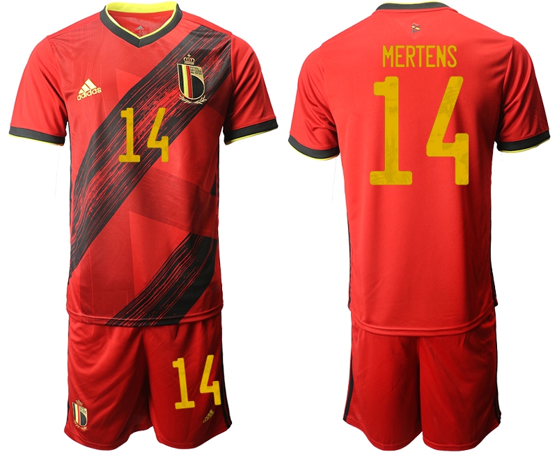 Men 2021 European Cup Belgium home red #14 Soccer Jersey->belgium jersey->Soccer Country Jersey